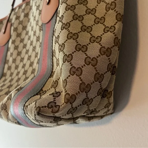Gucci Jolie Sherry Beige Tan Stripe Tote - Picture 2 of 15